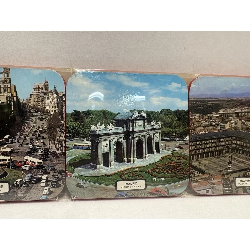Spain Tourist Souvenir Coaster Set of 6 iconic places Espana cork back‎ vintage